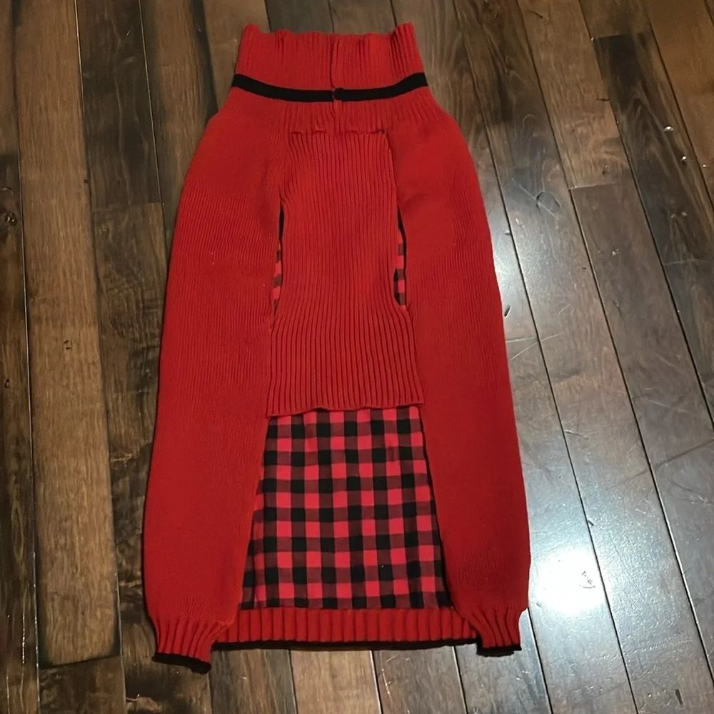 Telluride Dog Sweater Reindeer Elk Plaid Red Size XXL